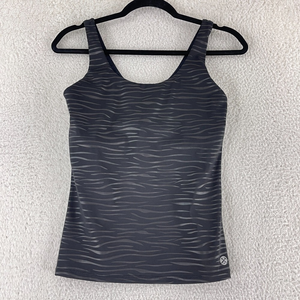 Dixxon Flannel Co. Black Zebra Print Built In Bra Tank Top Womens Pullover Small